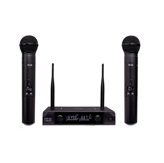 Imagem de Microfone sem Fio Dylan UDX02MULTI Mão Duplo UHF Preto