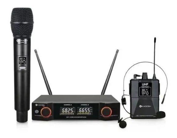 Imagem de Microfone Sem fio K402C UHF Digital Mão Head Set Lapela Kadosh