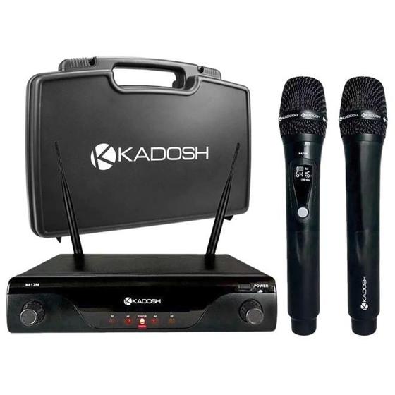 Microfone sem fio Kadosh K-412 Duplo (Recarregável) Menor preço em Microfone sem fio Kadosh K-412 Duplo (Recarregável)