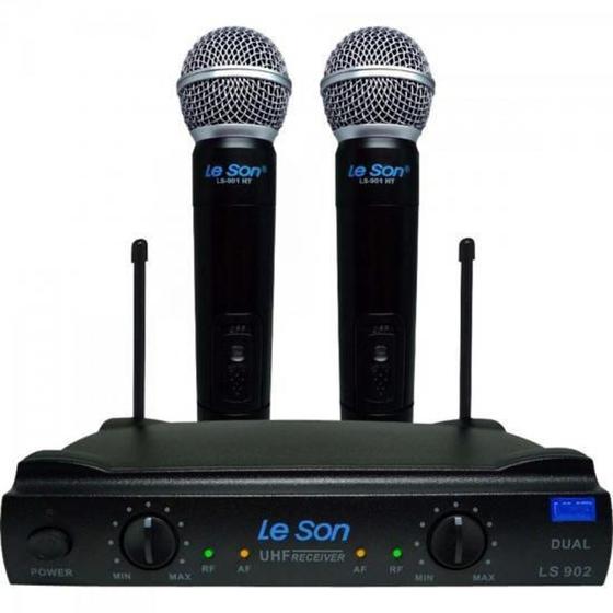 Microfone sem Fio LS902-UHF-HT/HT Preto Leson Menor preço em Microfone sem Fio LS902-UHF-HT/HT Preto Leson