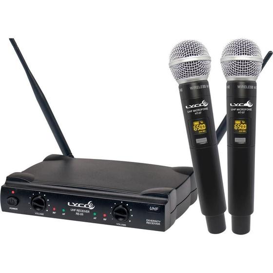 Microfone Sem Fio Lyco UH02MM Duplo De Mão UHF Com Display Profissional Menor preço em Microfone Sem Fio Lyco UH02MM Duplo De Mão UHF Com Display Profissional