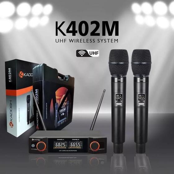 Microfone Sem Fio Profissional Multifrequencia Kadosh K-402m Menor preço em Microfone Sem Fio Profissional Multifrequencia Kadosh K-402m