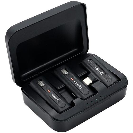Imagem de Microfone Sem Fio Quanta QTMDM20 - USB Tipo C - para Celular - Preto - Caixa Dan