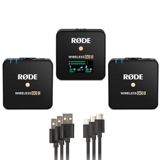 Imagem de Microfone Sem Fio Rode Wireless Go Ii Duplo + Cabos + Estojo