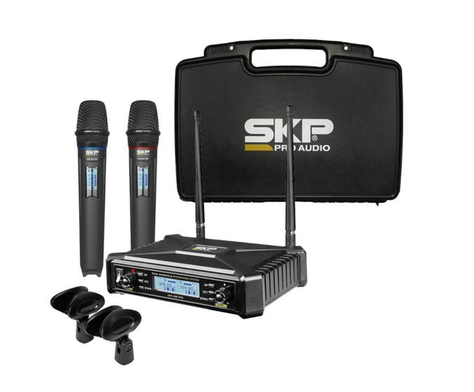 Imagem de Microfone sem fio skp uhf 600 pro digital mão duplo