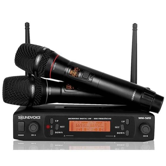 Imagem de Microfone Sem Fio Soundvoice Mm-520Sf Sem Fio Duplo Preto