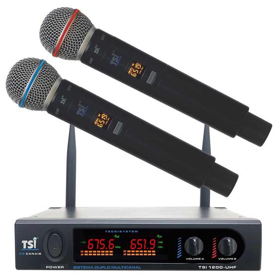 Imagem de Microfone Sem Fio TSI 1200 UHF Duplo de Mão