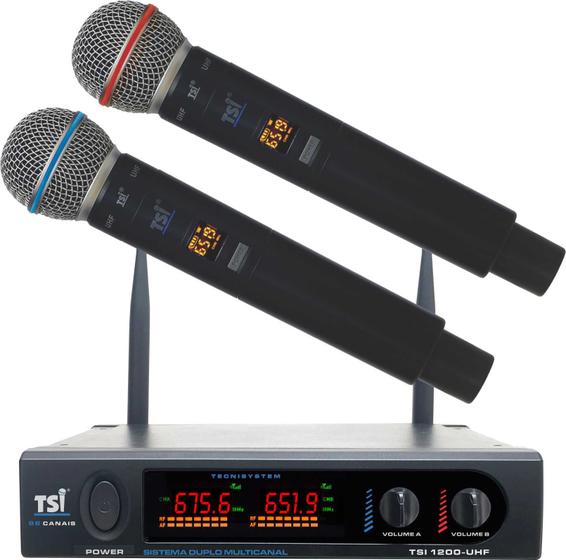 Imagem de Microfone Sem Fio TSI TSI-1200 UHF - 96 Canais (Duplo)