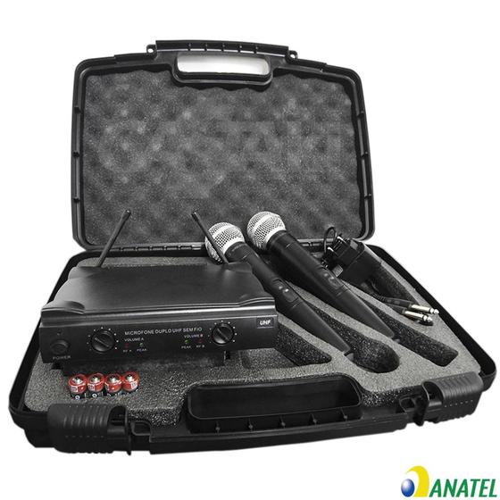 Imagem de Microfone Sem Fio UHF Duplo de Mão Profissional com Anatel - Mxt