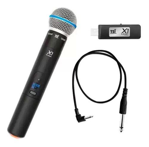Imagem de Microfone Sem Fio Usb Multifrequência Tsi-x1 100 Canais Uhf Cor Preto