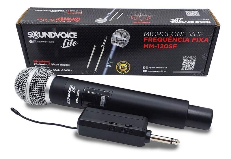Imagem de Microfone sem fio vhf frequência fixa soundvoice lite mm-120sf