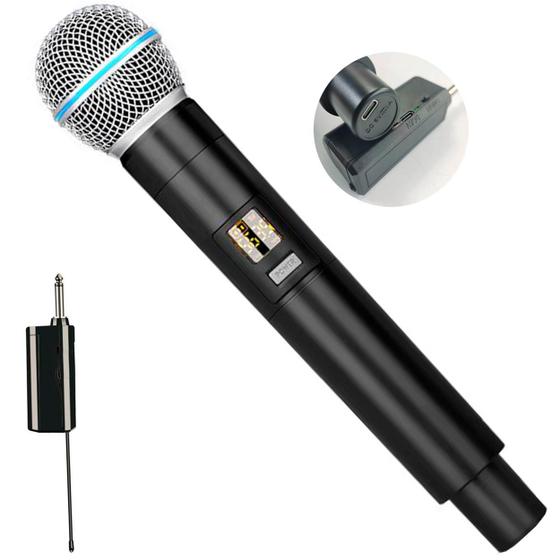 Imagem de Microfone Sem Fio Vocal Recarregável Display Led 50 Metro