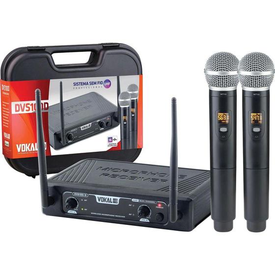 Imagem de Microfone Sem Fio Vokal DVS100DM Duplo UHF Preto