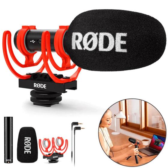 Microfone Shotgun Rode VideoMic GO II TRs e USBC
