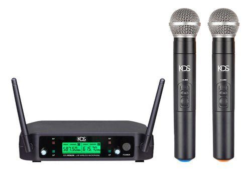 Imagem de Microfone Sistema Sem Fio Duplo Mão Uhf Kadosh Kds-w382m - Preto