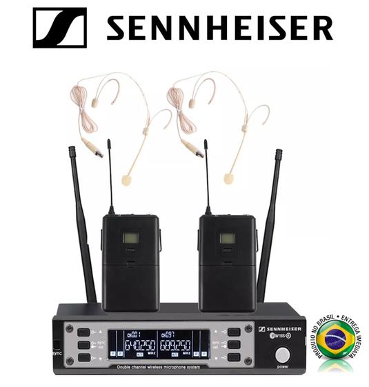 Imagem de Microfone Tipo Madona Sem Fio Duplo Profissional Sennheiser Ew135-g4  Headset Lapela