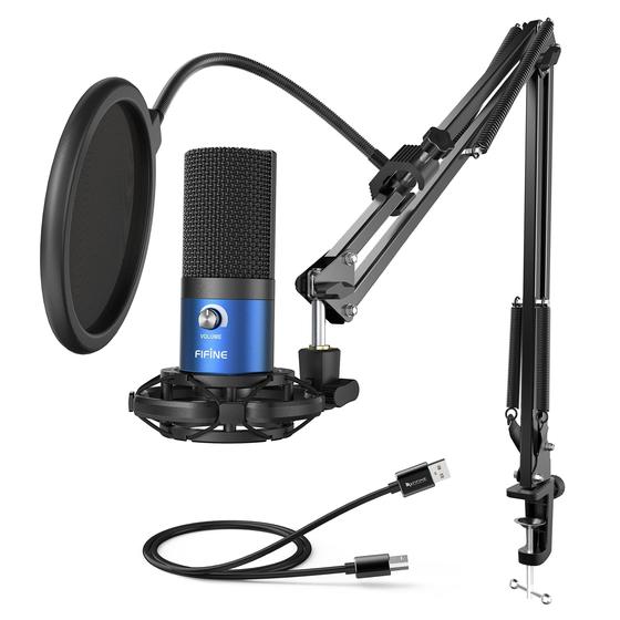 Imagem de Microfone USB FIFINE T669 Azul para Gravação e Streaming de PC