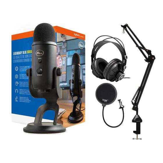 Imagem de Microfone USB Yeti Blackout - Com Acessórios