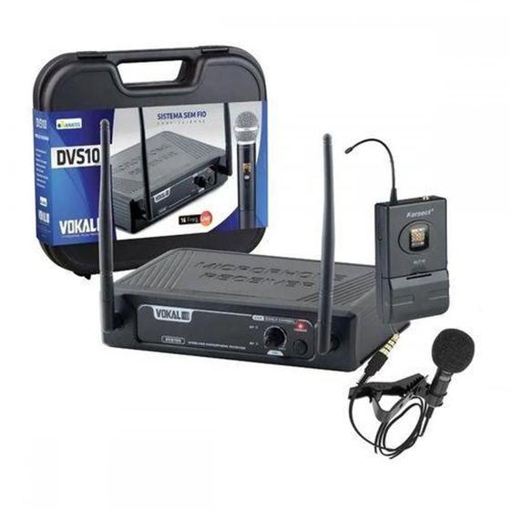 Microfone Vokal DVS-100 Lapela Sem Fio com 16 frequências digitais ...