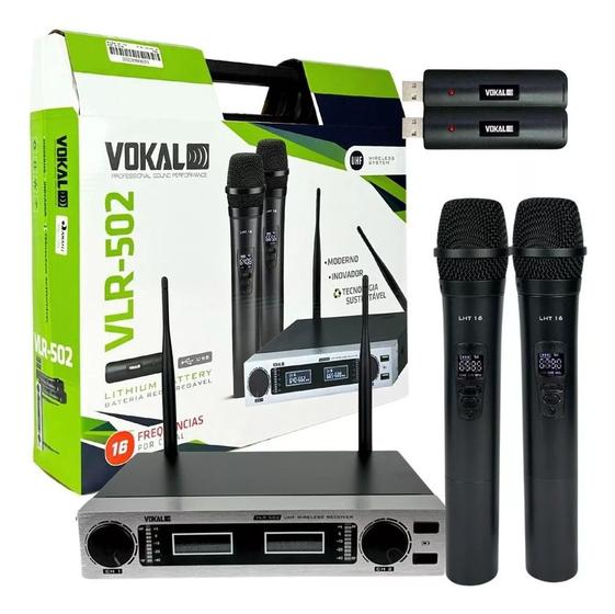 Imagem de Microfone Vokal Sem Fio Duplo VLR-502