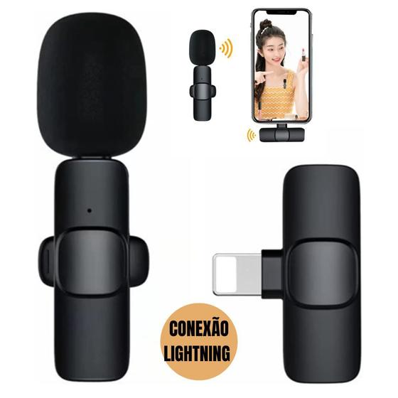 Imagem de Microfone Wireless Sem fio Microfone de Lapela Para Celular Lightning Compativel Com IPhone IPad