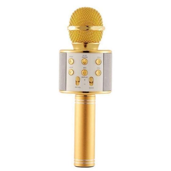 Imagem de Microfone Ws-858 Bluetooth Gold Sem Fio Alto-Falante Homolog