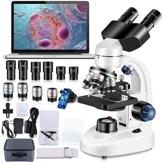 Imagem de Microscópio Binocular Composto Woehrsh 40X-2000X com Câmera USB