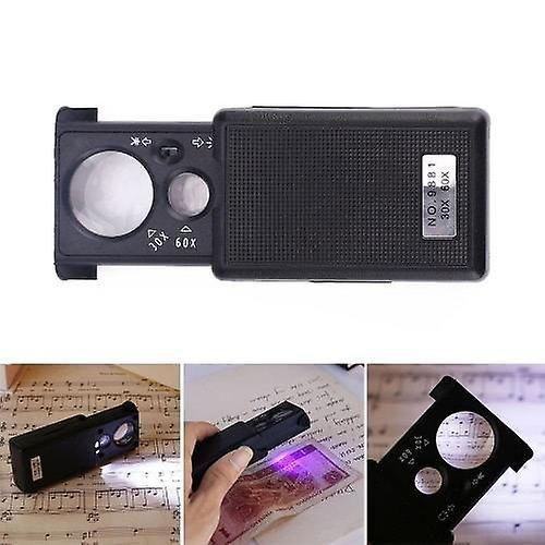 Imagem de Microscópio de Bolso com Lupa de LED 30X/60X - Portátil com Luz UV e Pinça