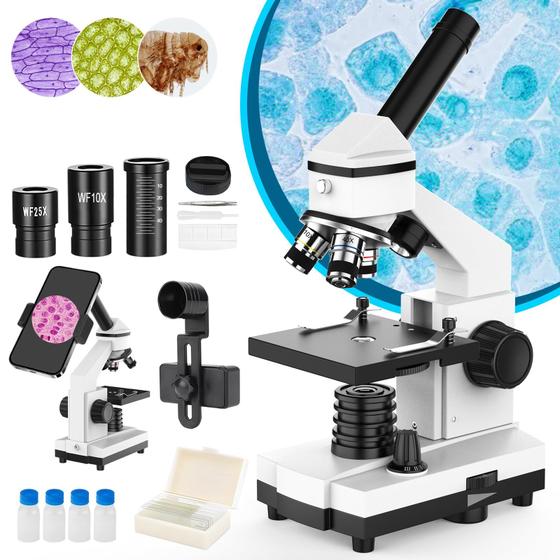 Imagem de Microscópio Deesoo 40X-2000X monocular com lâminas e adaptador de telefone