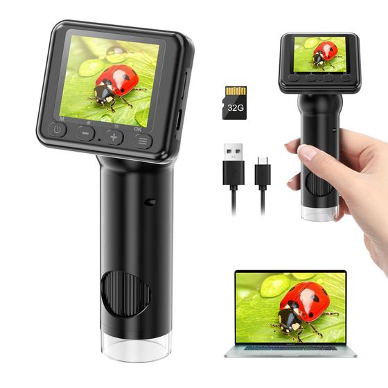 Imagem de Microscópio digital portátil NUOTUN 800X HD com 2 telas LCD