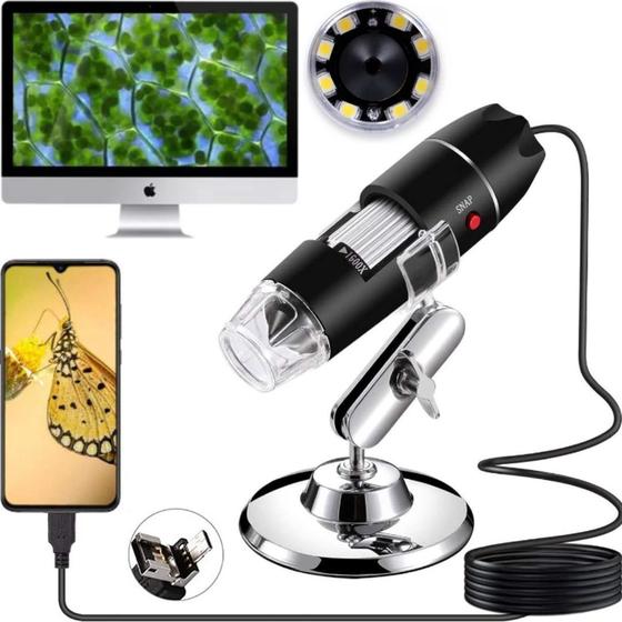 Imagem de Microscópio Digital Usb Zoom 1600x Portátil Para Celular Notebook Computador