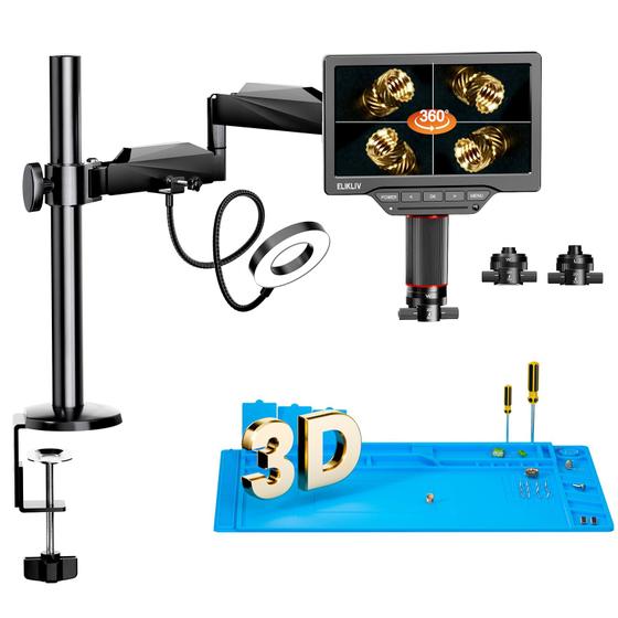 Imagem de Microscópio Elikliv EM3K-3D Max 3D Digital com lente magnética