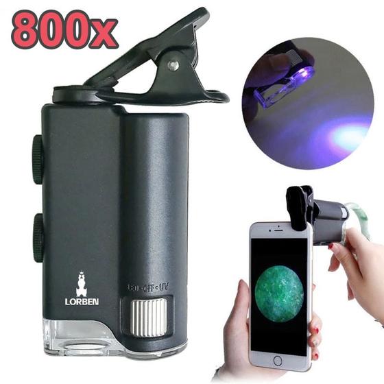 Imagem de Microscópio portátil 60x a 100x com suporte para celular GT319 - Lorben