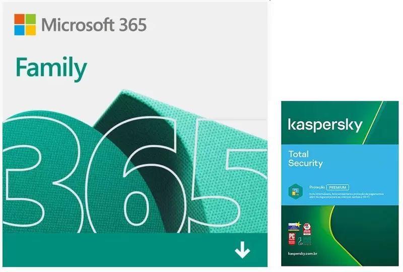 Microsoft 365 Family 1 licença para até 6 usuários, Assinatura 15 meses + Kaspersky Antivírus Total Security, 5 dispositivos Licença 12 meses Menor preço em Microsoft 365 Family 1 licença para até 6 usuários, Assinatura 15 meses + Kaspersky Antivírus Total Security, 5 dispositivos Licença 12 meses
