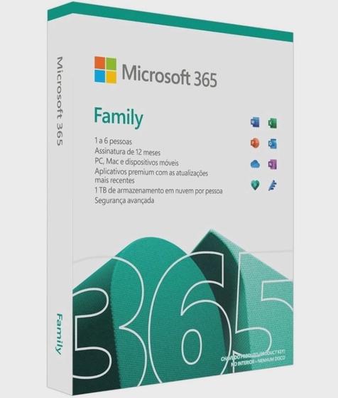 Imagem de Microsoft 365 Family 6GQ-00088  Até 6 dispositivos + One drive 1tb cada usuário Anual 