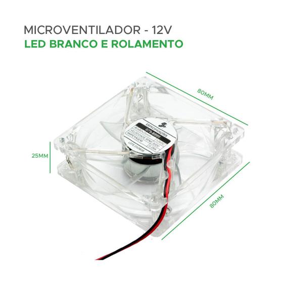 Imagem de Microventilador Ventoinha 80x80x25mm 12 Volts com Led