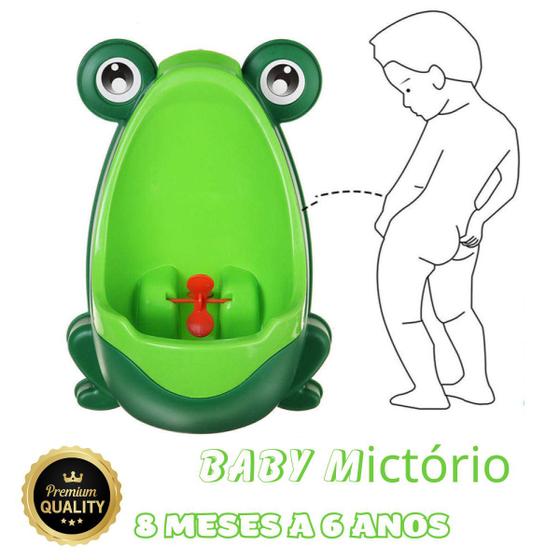 Imagem de Mictório Sanitário Infantil Xixi Sapinho Verde Ventosas Com Alvo Mira Desfralde Com Recipiente Removível  Limpeza Fácil