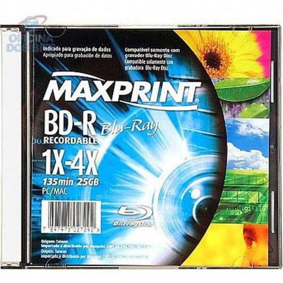 Midia bluray bdr 1x4x 135 minutos 25gb 502917 MAXPRINT Mídia