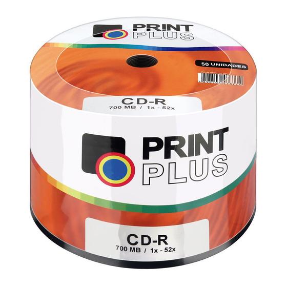 Imagem de Midia CD-R Multilaser CD051PP PRINT PLUS Imprimivel 700 MB 52X Shirink com 50 Unidades