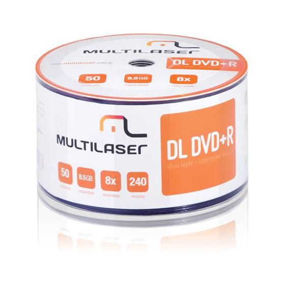 Imagem de Midia DVD+R Dual Layer 08X - 50 UN. Shrink Imprimivel Branco DV047 Multilaser