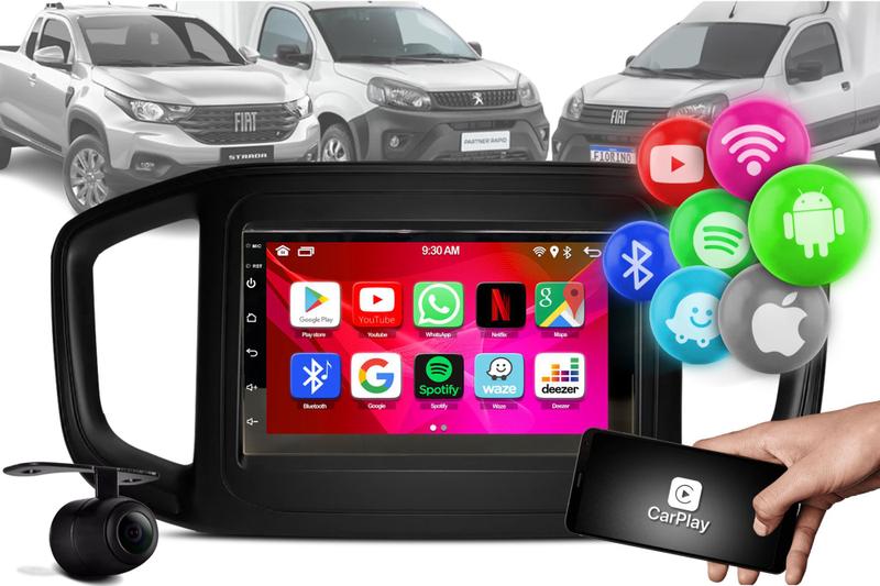 Imagem de Midia Som 7 Polegadas Automotiva Gps + Android E Carplay  + Camera E Moldura Fiorino 2022 - Adak 2GB