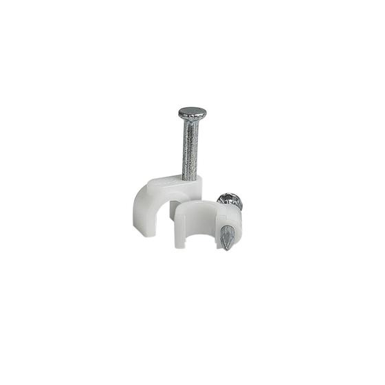 Imagem de Miguelão Fixa Fio para Cabos 6mm com Prego de Aço Reforçado 2,5x20mm Branco - Pier Telecom (Embalagem com 100 Unidades)