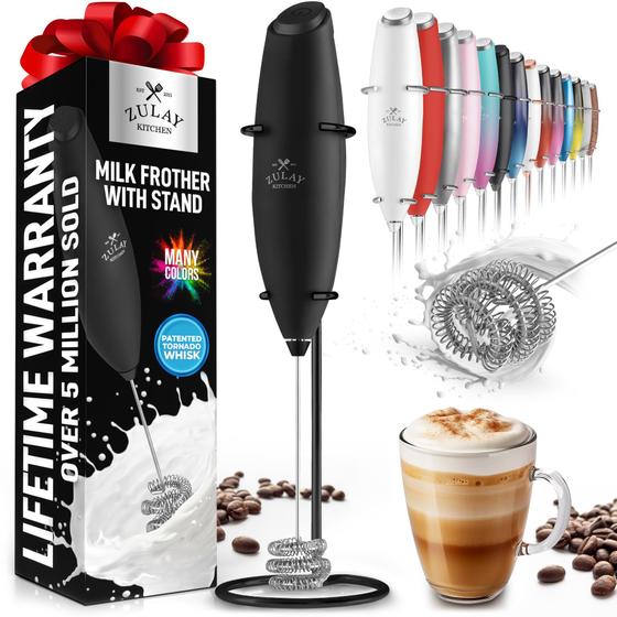 Imagem de Milk Frother Zulay Kitchen Tornado Whisk portátil preto