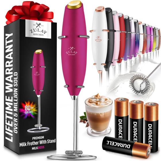 Imagem de Milk Frother Zulay Potent rosa e dourado com 4 baterias Duracell