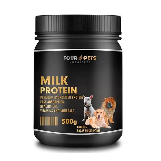 Imagem de MILK PROTEIN ADULTOS RAÇAS MÉDIO PORTE - FOUR PETS 500g 166 PORÇÕES