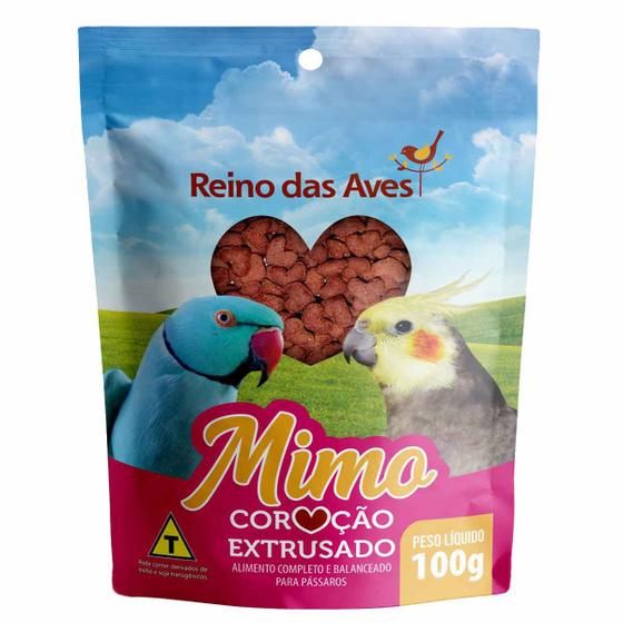 Imagem de Mimo Coração Ração Extrusado de Beterraba Reino das Aves - 100g Petisco Calopsita Ring Neck Rosela