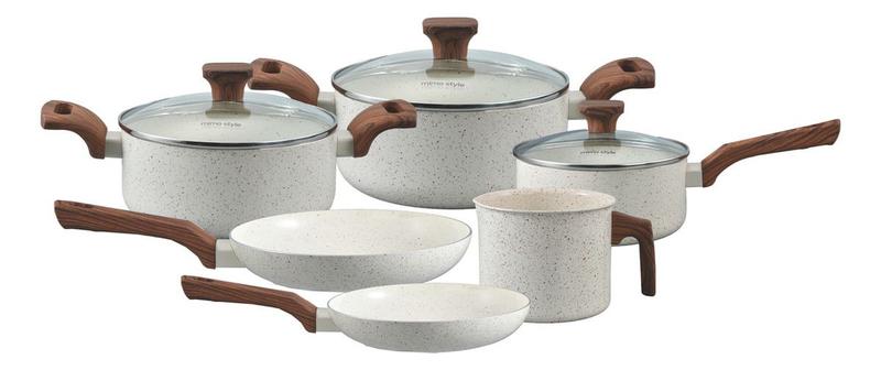 Mimo Style, Conjunto de 6 Panelas Pratic Cook Marmol Compatível com Fogão por Indução Menor preço em Mimo Style, Conjunto de 6 Panelas Pratic Cook Marmol Compatível com Fogão por Indução