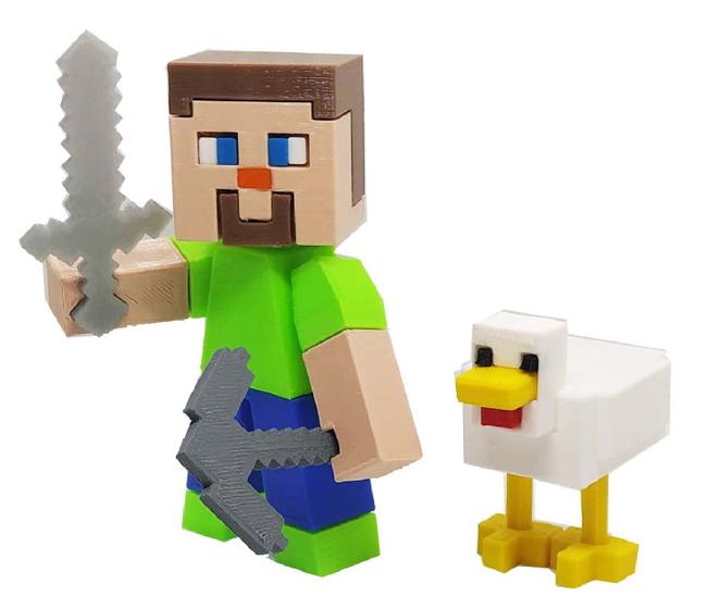 Imagem de Minecraft - Steve com galinha acompanha acessórios