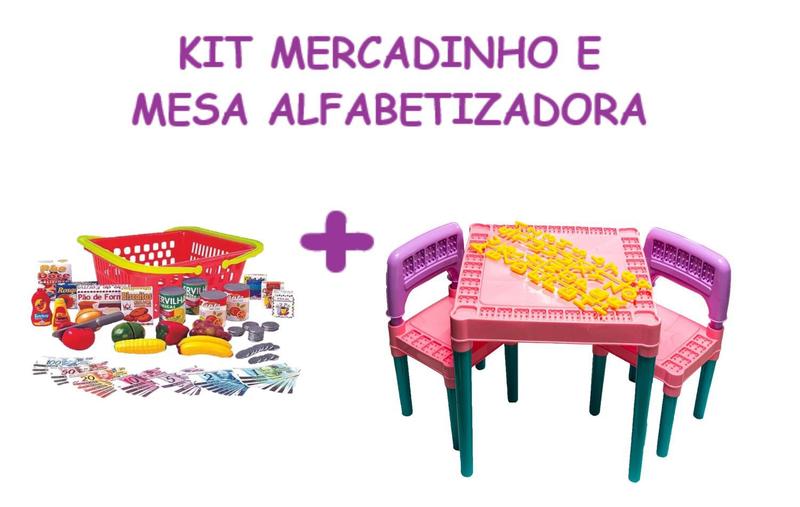 Imagem de Minhas Comprinhas Legumes que Colam Com Mesa Princesa Rosa
