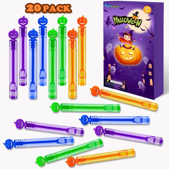 Imagem de Mini abóbora de Halloween Bubble Wands Kannove, pacote com 20 unidades para crianças